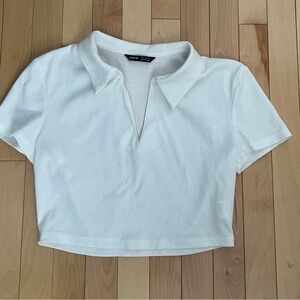 SHEIN white Collared Crop Top
